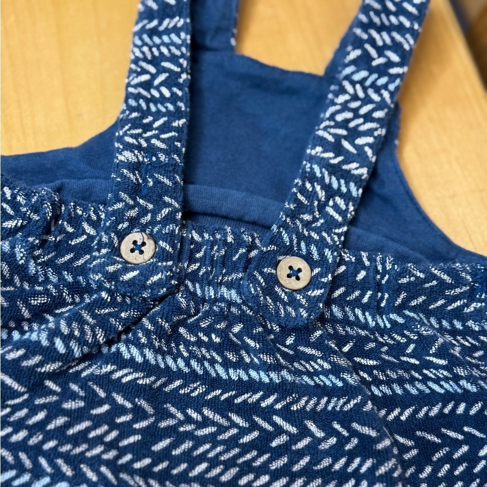 Oliver & Rain Navy Patterned Kids Overalls with Pocket  newborn - Picture 6 of 9
